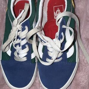 Vans Kids Sneakers - Green, Blue, and White